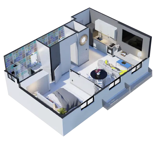 538 sq ft Apartments