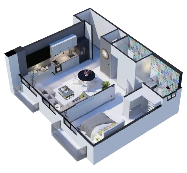 624 sq ft Apartments